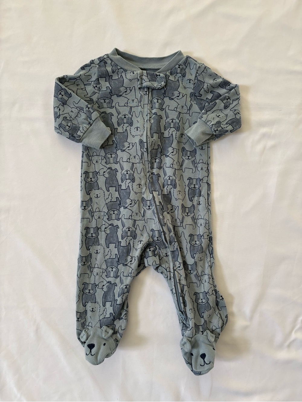 🚙 Baby boy Blue Puppy Print Footed One-Piece